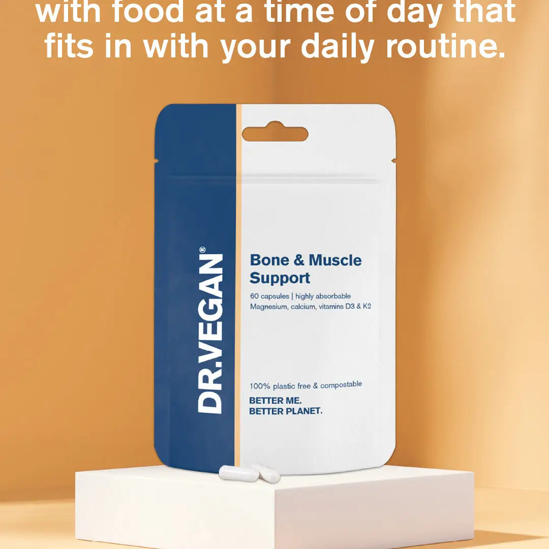 Bone & Muscle Support | Calcium, Magnesium | 60 Capsules| DR.VEGAN