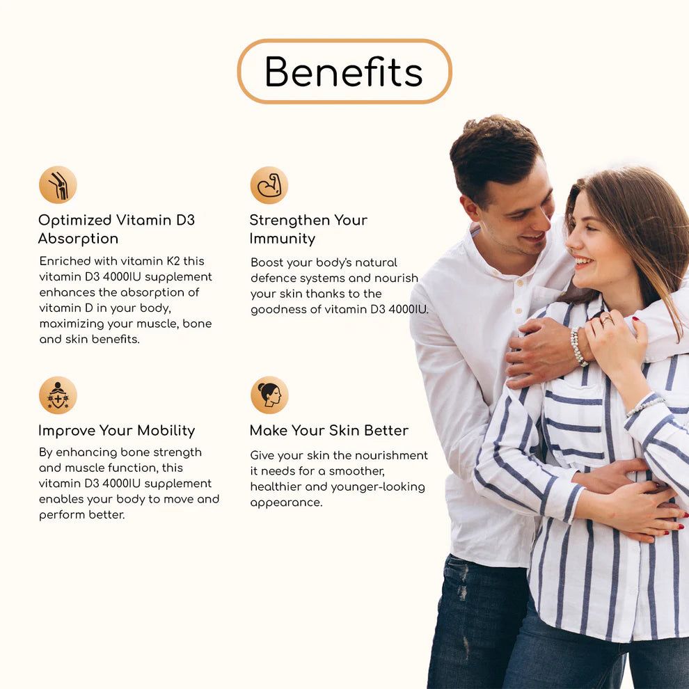 Vitamin D3 (4000 Iu Tablets) + K2 MK7 – (14 Months Supply) - Prowise Healthcare