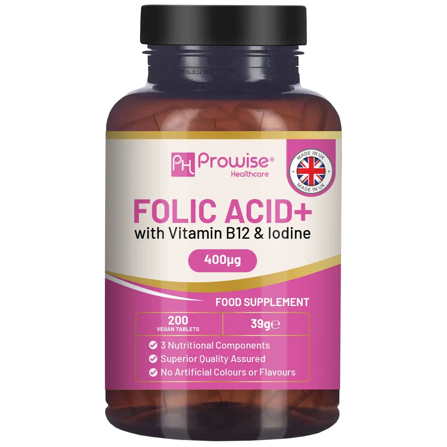 Folic Acid Tablets 400 Mcg - 400 Vegan Vitamin B9 Tablets | Prowise Healthcare