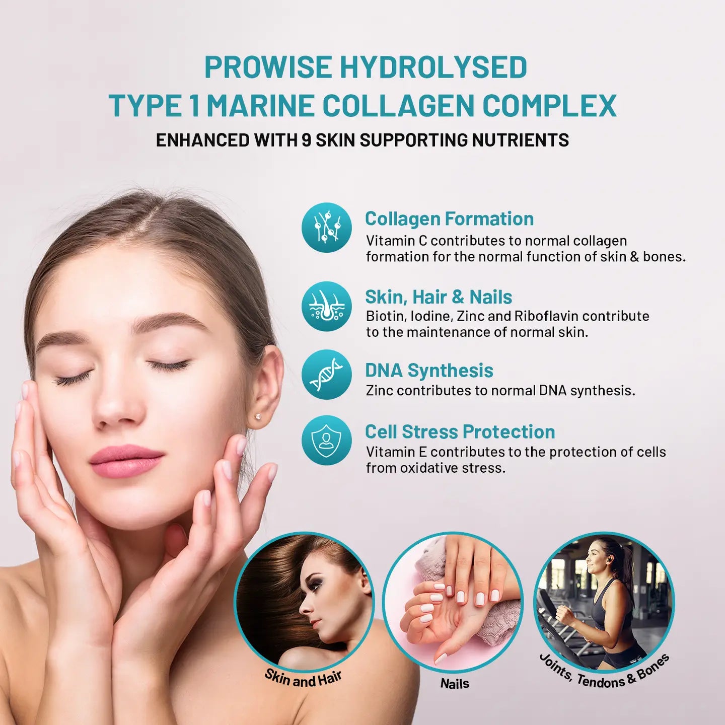 Marine Collagen with Hyaluronic Acid 1100mg - 90 Capsules - Prowise Healthcare