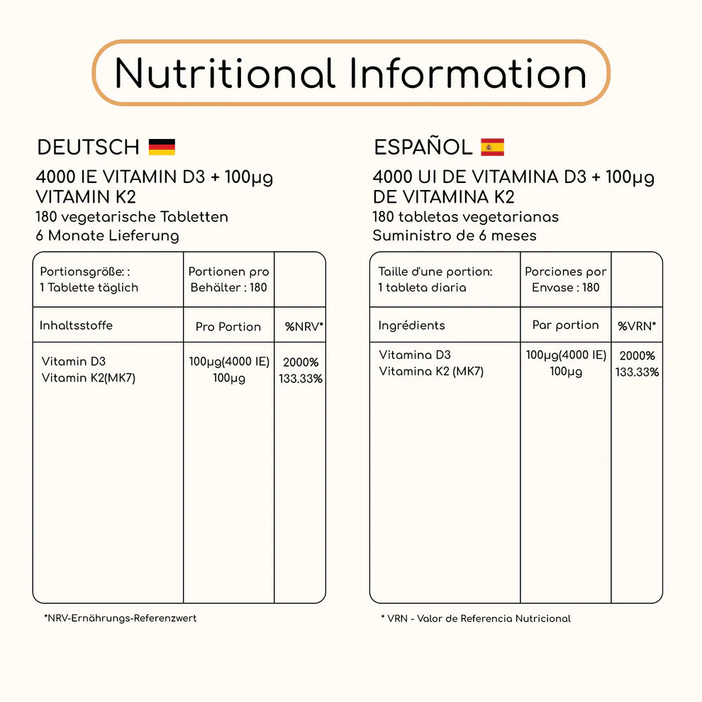 Vitamin D3 (4000 Iu Tablets) + K2 MK7 – (14 Months Supply) - Prowise Healthcare