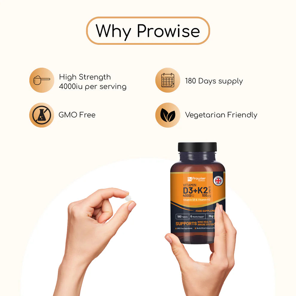 Vitamin D3 (4000 Iu Tablets) + K2 MK7 – (14 Months Supply) - Prowise Healthcare