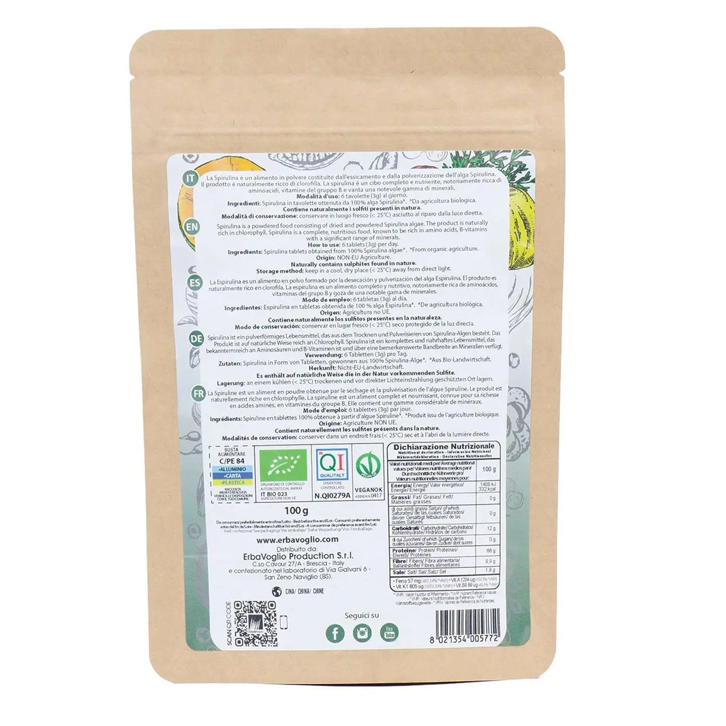 Organic Spirulina Tablets | Erbavoglio