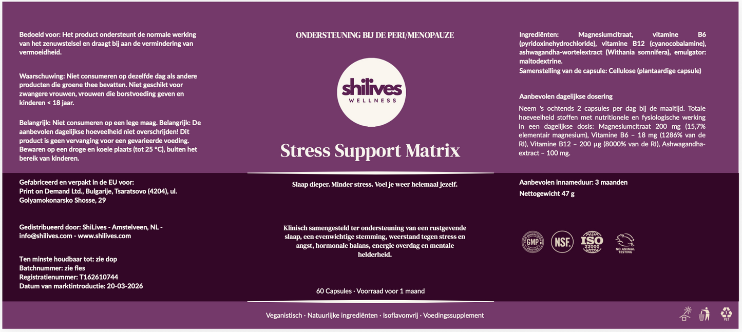 Stress Support Matrix - Peri/Menopause - Vegan Supplement | 60 Tablets