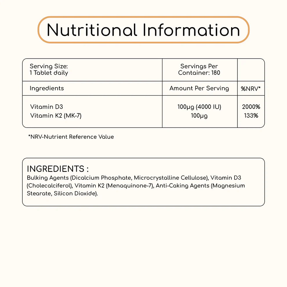 Vitamin D3 (4000 Iu Tablets) + K2 MK7 – (14 Months Supply) - Prowise Healthcare