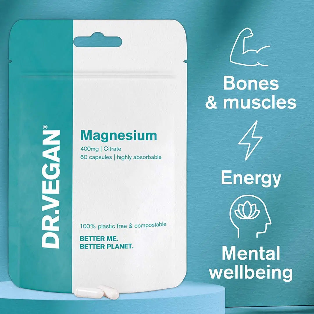 Magnesium Citrate | 400mg | 60 Capsules | Dr Vegan