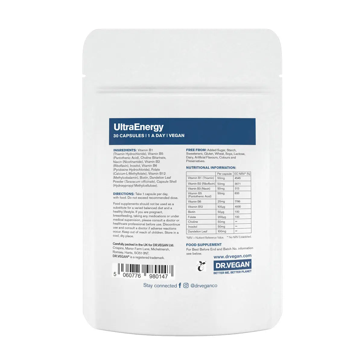 Ultraenergy | 30 Capsules | B Vitamin Complex | Energy | Dr. Vegan