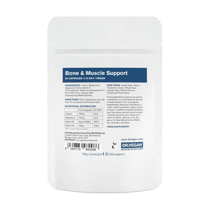 Bone & Muscle Support | Calcium, Magnesium | 60 Capsules| DR.VEGAN