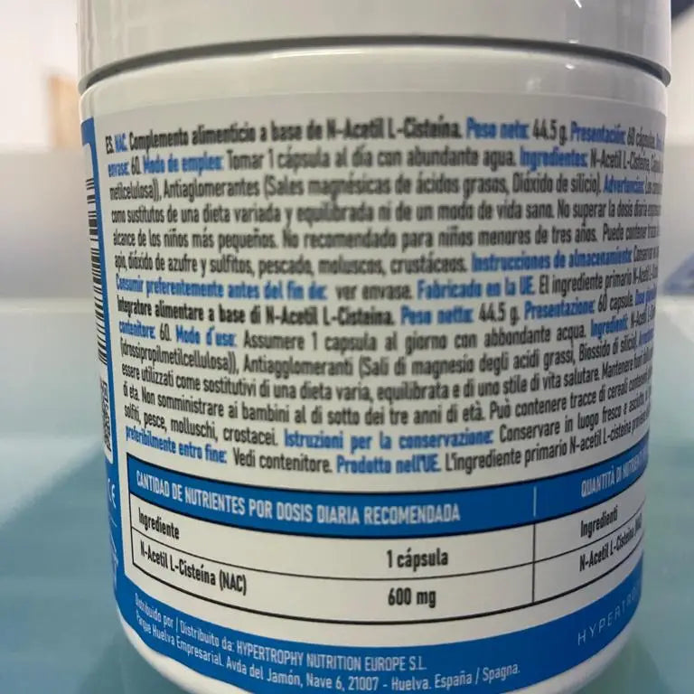 Nac 600mg. 60 Caps | HYPERTROPHY NUTRITION