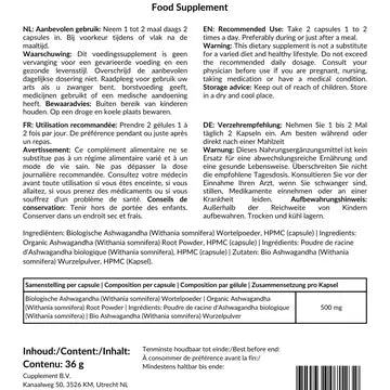 Ashwagandha Organic - 60 TABLETS - Cibobenessere