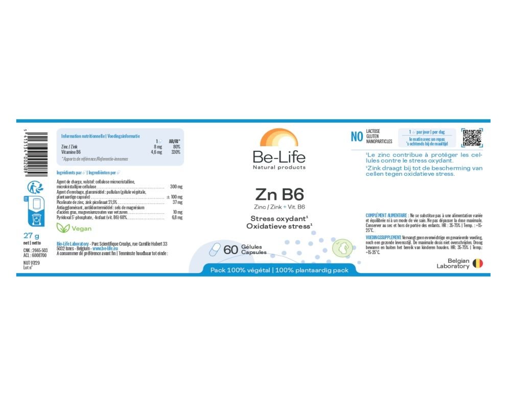 Zinc + B6 Capsules 60 - Be-Life
