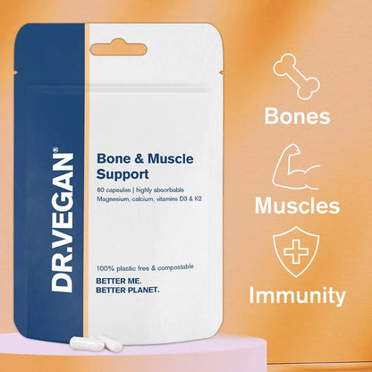 Bone & Muscle Support | Calcium, Magnesium | 60 Capsules| DR.VEGAN
