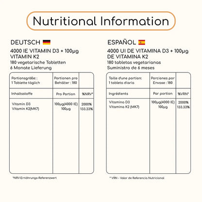 Vitamin D3 (4000 Iu Tablets) + K2 MK7 – (14 Months Supply) - Prowise Healthcare