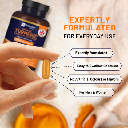 Organic Turmeric 2280mg (High Strength) with Black Pepper |  180-capsule | Prowise Healthcare
