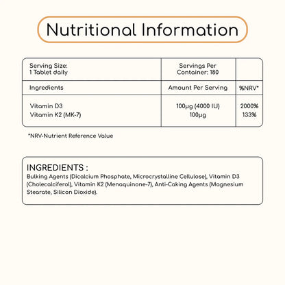 Vitamin D3 (4000 Iu Tablets) + K2 MK7 – (14 Months Supply) - Prowise Healthcare
