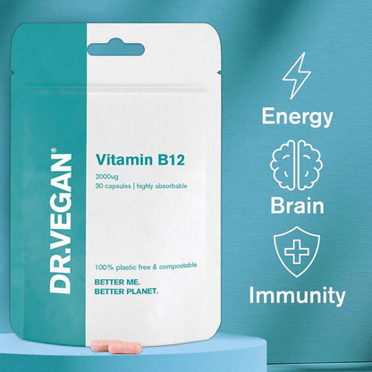 Vitamin B12 | 30 Capsules | Highly Absorbable | Vegan | DR.VEGAN